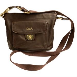 Coach Brown Leather Gold Accent Crossbody Bag